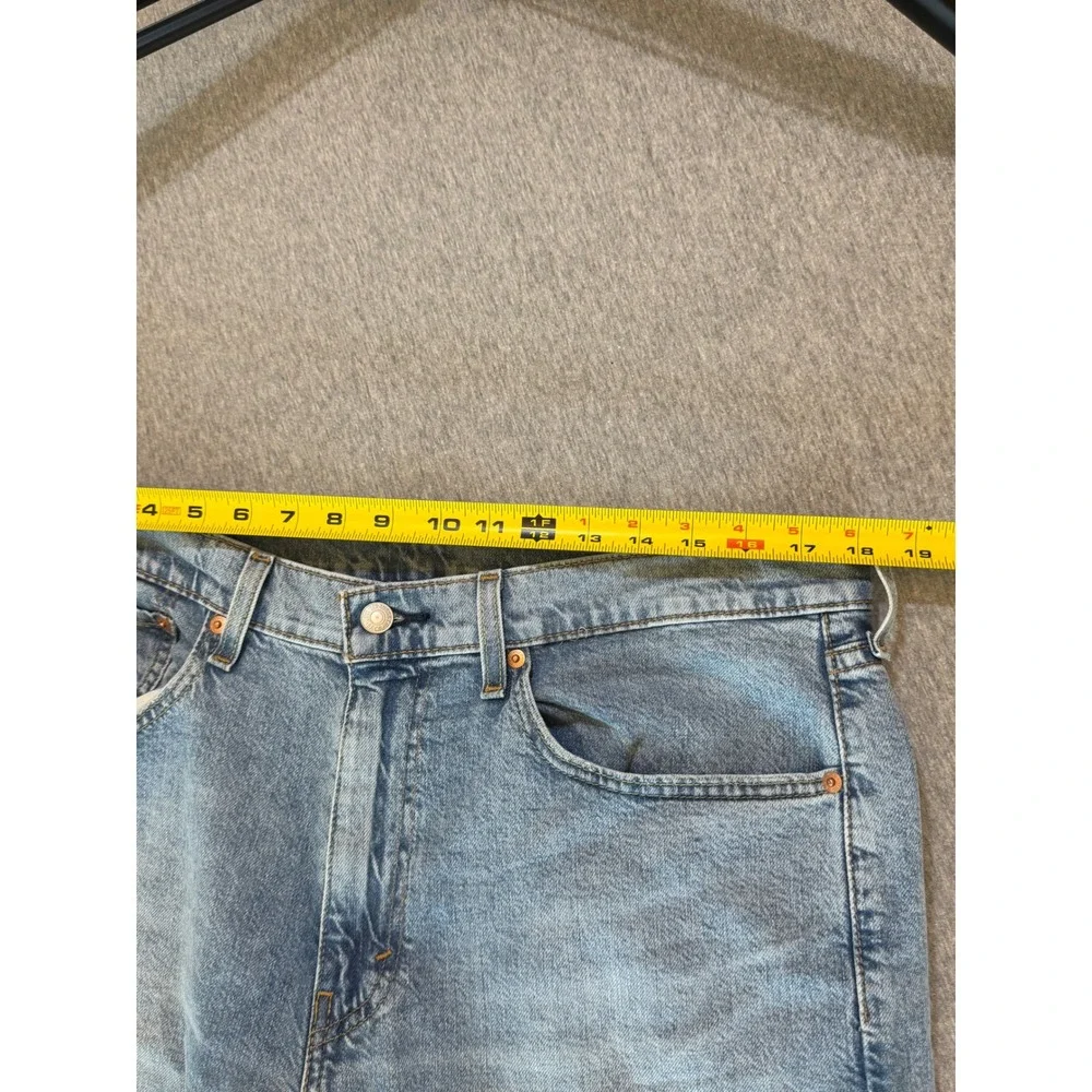 Levis 505 Regular Fit Straight Leg Light Wash Denim Jeans Mens 36x34